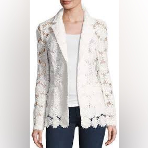 Berek Peek-A-Boo 3D Open Floral White Blazer Jacket Small NWT - Picture 2 of 10